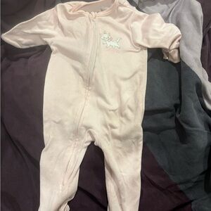 Disney Pink Baby Footie with Cat Design